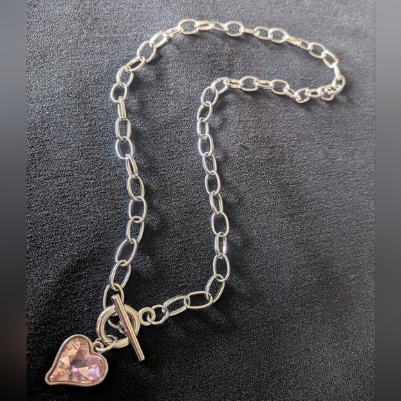 Jewelry - Pink Heart Charm With Chunky Linked Chain